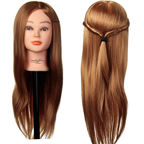 übungskopf friseur LuckyFine 24'' synthetische haare / frisierkopf / frisierkopf mit langen haaren / friseur übungsköpfe / frisierkopf übungskopf /mit langen haaren Übungskopf Friseurkopf Ausbildung Kopf mit Halter