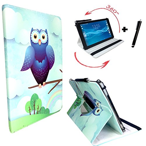 Tablet Tasche für MEDION LIFETAB E10501 (MD 60331) Schutz Hülle Etui Case + Touch Pen - 10.1 Zoll Blau Eulen 360_
