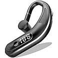 Wireless Headset, Single Ear Bluetooth 5.2 Headset with Noise Canceling Mic Hands-Free Cell Phones Earpiece Waterproof Bluetooth Headphones for iPhone/Android Business, Office, Running, Driving
