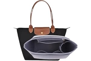 Yelschwa Inserto organizer per borse Longchamp, adatto per borse Longchamp, manici lunghi e corti, organizer per telefono, chiavi, rossetto, tazza d'acqua, occhiali, organizer (grigio, M (manico