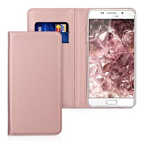 kwmobile Funda para Samsung Galaxy A5  2016  - Carcasa con  Tapa Tipo Libro  para m  vil - Case Protector en  Oro Rosa 
