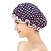 G2PLUS 3PCS Reusable Shower Caps Women's Stylish Spa Cap New Arrival Double Layers Bathing Hat (Polka Dots on Red)