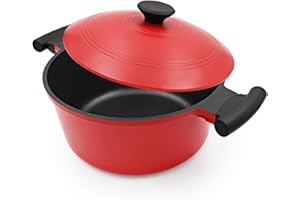 Bobikuke Pentola 20 cm con coperchio, casseruola 2,8 L con rivestimento antiaderente e doppio manico, compatibile con tutti i tipi di fornelli