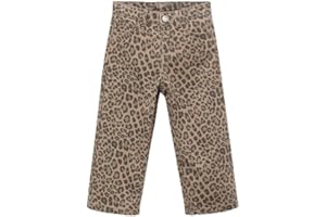 CHARBONNIER ELEVATE YOUR STYLE Girls Denim Jeans, Cheetah Print, Skinny & Loose Fit Options with Adjustable Elasticated or Regular Belt, Button & Zip Closure, 5 Pockets
