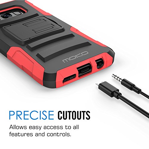 MoKo Samsung Galaxy S8 Plus Funda - Cuerpo de la Resistente Funda Giratoria con Clip de la Correa Resistente Choque de Doble Capa para Samsung Galaxy S8 Plus Smartphone  Rojo