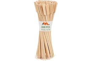 300 Pcs Bamboo Skewers, Wide Flat Paddle Wood Skewer - Teppo Picks for Parties, Appetizers, Marshmallows, Fruits, Grilling Barbecue (BBQ) - by Mobi Lock