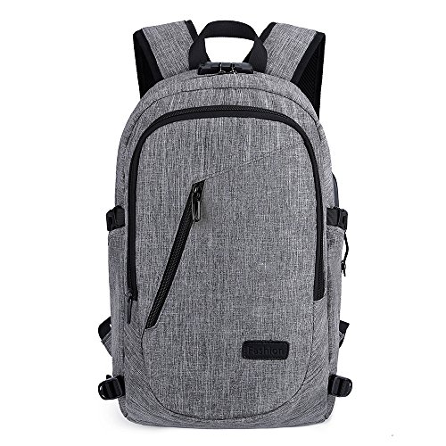 Business Laptop Rucksack 15 6 Zoll USB-Ladeanschluss Reisen Outdoor  Grau 1 