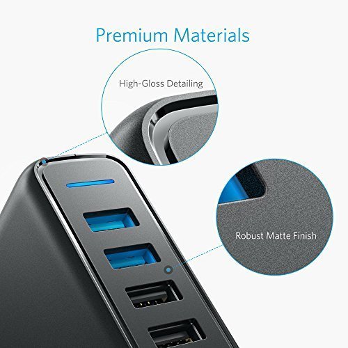 Anker PowerPort Speed 5, USB Ladegerät Desktop Ladeadapter mit Dual Quick Charge 3.0 Ladeports und 3 Power IQ Ports für Samsung Galaxy S7 / S6 / Edge, Note 5 / 4, LG G4, iPhone 7 6 5, iPad usw. - 7