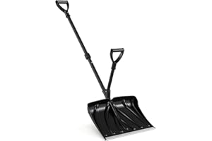 COSTWAY Pelle à Neige avec Poignée d'Assistance, Outil de Déneigement Léger avec Lame Large Poignée en D Bande d'usure en Aluminium, Grattoir à Glace d'urgence pour Garage Allée Voiture