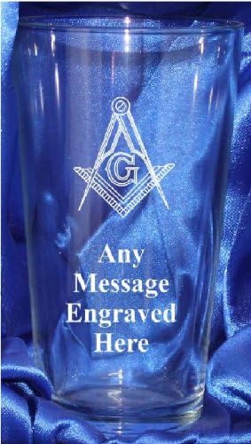 Pint Glass ENGRAVED PERSONALISED MASONIC PG7 IN SILK LINED GIFT BOX