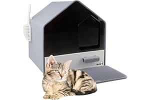 MaxxPet Lettiera Per Gatto - Lettiera Chiusa per Gatti – Casa di Toilette Per Gatti - Con Paletta e Lettiera - Cassetta Gatto - 46x41x46 cm - Grigio