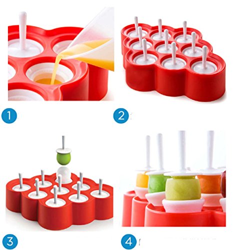 Fanaticism ice pop Form,Mini-Eis pop Form, 9er-Form für Mini-Stieleis, rot - 2