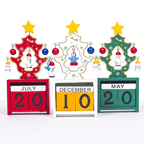 Download Mentin Calendrier Enfant Educatif en Bois Noël Décoration Calendrier Accueil Bureau Table (Blanc)