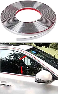 SARTE LOWRENCE Side Window Chrome Beading Roll for Honda City, 5 m-10 mm (Silver, Medium)