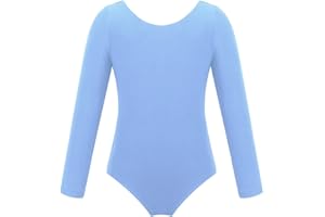 CHICTRY Kinder Mädchen Ballettanzug Langarm Gymnastik Body Rundhals Tanz Trikot Stretch Leotard Einfarbig Trikotanzug Dancewear