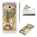 Produktbild für Samsung Galaxy J3 2016 Hülle,SKYXD Glitzer Flüssig Wasser Kreativ Design Weiche Silikon Gel Gummi [Nicht Hard Case] Brillianter Leichtes Glatt Schutzhülle mit [Handyanhänger + Eingabestifte] Handy Tasche Hülle Etui für Samsung Galaxy J3 2015/2016 SM-J320 Soft Shine Bling Glitter Liquid Water Folie Case Back Cover With Touch Pen Dust Plug - Gelb Treibsand Sparkle mit Schmetterlings Blumen Muster