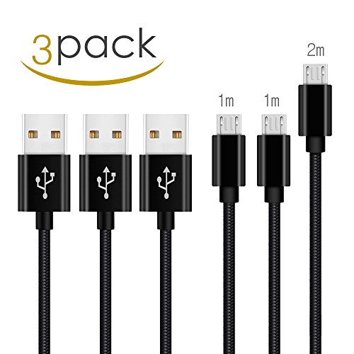 Lot de 3 Cable Samsung Galaxy S6 S7 Edge-Huawei P9 Lite P10 Lite Chargeur pour Zenfone 3 max 4max 2 Laser Xiaomi redmi Note 4 Note 5 5a s2 5 Plus Wiko Lenny 2 3 4 Charge Rapide Micro USB Cordon 1M 2M