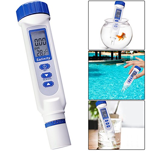 Digitale Salinensalz Wasserqualität Meter Tester Checker Wasser Pool und Koi Fisch Teich, Hydroponik, Gartenarbeit, Aquarien mit Temperatur 70ppt Wasserqualität Tester IP65 Wasserdichte Rate - 3