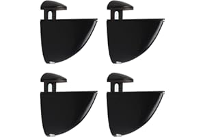 Reggimensola Vetro, Qikuver 4 Pezzi supporto mensola vetro, staffa regolabile per mensole in legno/vetro, in lega di zinco, per ripiano di spessore 2-23 mm (Nero)