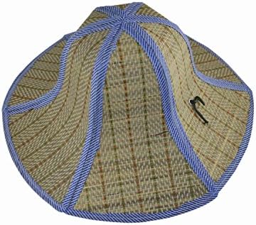 Chinese Style Foldable Straw Sun Cap Visor Hat For Mens And Women Blue