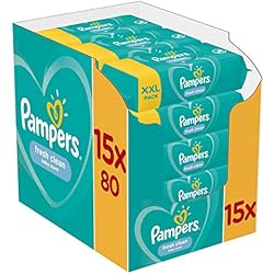 Pampers - Fresh Clean - Lingettes Bébé - Lot de 15 Paquets de 80 (1200 Lingettes)