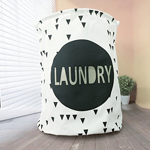 Inwagui Klapp-Runde Baumwolle Wäschekorb Haushalt Organizer Korb Wäschesammler Wäschetasche für ihre Schmutzwäsche – Große(Laundry) - 5