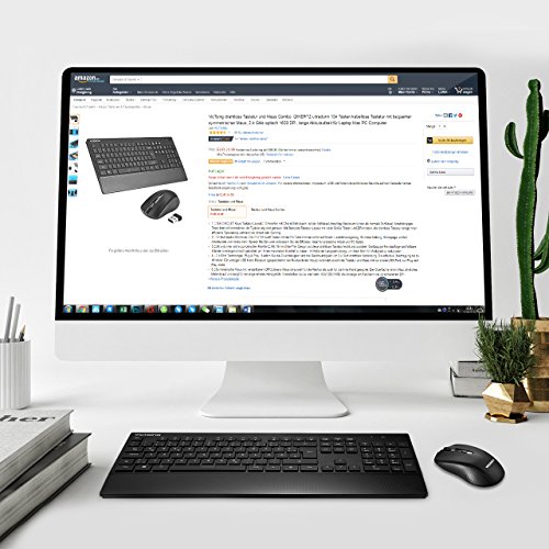 VICTSING Pack de Teclado y Rat  n Inal  mbricos  QWERTY Espa  ol 104 Tecla  USB  2 4GHz  para PC  Mac  Tableta  Ordenador  Smart TV   Color Negro