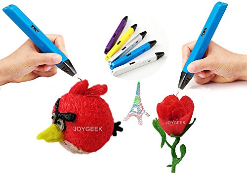 JOYGEEK 3D Stift Filament zum Nachfüllen, 3D Doodler Filamente PLA/1,75 mm, 10er-Pack Filamente enthält 2 im DUNKELN LEUCHTENDE Farben mit 10 Blatt 3D Stiftschablonen – echte Papierschablonen. - 5