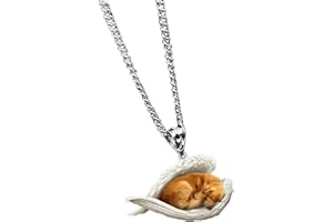 Lidssacde Haustier-Halskette Mit Schlafendem Hund-Anhänger - Süße Engel Halskette - Persönliches Geschenk Für Tierliebhaber - Geschenke Für Jungen Und Mädchen - Ketten Befestigung