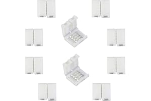 LitaElek - Juego de conectores LED (4 pines, conexión rápida, fijación mediante clip, 10 mm de anchura, para tiras LED de tipo SMD 5050 RGB, 10 unidades)
