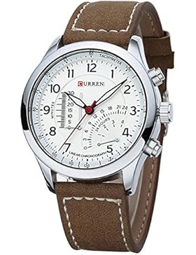 Herren Armbanduhr - CURREN Wasserdicht Herren Quarzuhr Lederband Armbanduhr Sportuhr, Braun
