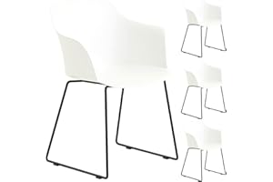 IDIMEX Lot de 4 chaises de Jardin FORO Fauteuil d'extérieur en Plastique Blanc résistant aux UV et Pieds en métal Noir