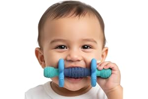 Infatot® Barbell Buddy – Teething Toys for Baby, Soothing Teether with Multiple Teething Textures, BPA‑Free Silicone Teether for Babies 3 Months Plus (Ocean)
