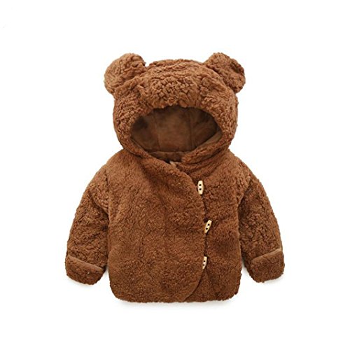 Preisvergleich Produktbild Longra Baby Jungen Mädchen Wintermantel Winterjacke Baby Woolmantel Unisex Baby Warme Bär Wooljacke Sweatjacke Fleecejacke Outdoorjacket Outerwear (0-24Monate) (90CM 18Monate, Coffee)