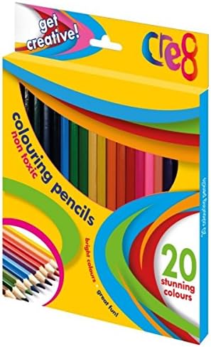 'Cre8' Coloured Colouring Pencils Set Xmas Drawing Painting Kids Arts Craft - Pack of 20