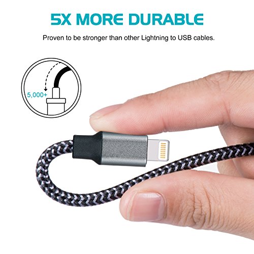 C  ble iPhone Chargeur iPhone Lightning -  Pack de 2  2m  Cable en Nylon Tress   Robuste avec Connecteur en Aluminium pour iPhone X 8 8 plus 7 7 Plus 
