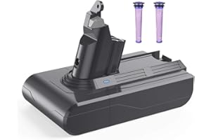 6000mAh Dyson V6 Battery, FLYLINKTECH Dyson V6 Battery Replacement Compatible with V6 Absolute, Animal, Motorhead, Total Clean SV03 SV04 SV05 SV06 SV07 SV09 DC58 DC59 DC61 DC62 DC72 DC74 & 2 Filters
