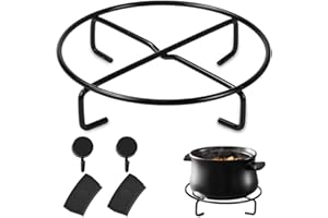 TANCUDER Dessous de Plat pour Dutch Oven Trépied pour Dutch Oven Support de Casserole Dutch Oven Set avec 2 Clip Anti-Brûlure et 2 Crochets pour Camping Barbecues Cuisine (Noir)