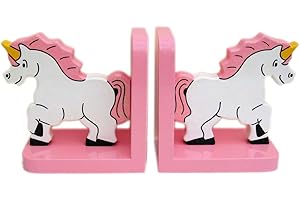 IN A ROUNDABOUT WAY BOOKENDS Pink Unicorn Wooden Bookends For Kids | Childrens Book Ends | Book Stoppers For Shelves, Kids Room or Nursery Decor - Hand Made in UK