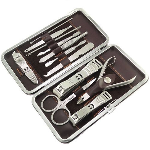 LaRoc Nail Care 12 Piece Cutter Cuticle Clipper Manicure Pedicure Kit Case Gift Set