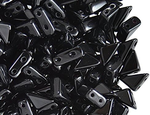 24 Pieces Tango Bead - Czech Pressed Glass Beads in The Form of a Triangle with Sides 6x6x8mm, Two Holes, Jet Black