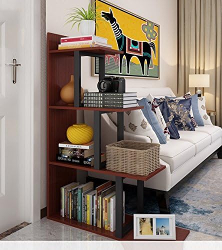 CAIJUN Bookshelf Steel Wood Flower Racks Screen Cut Off Show Showcase, 4 Colors, 47.2 Inches High organizer ( Color : Teak color )