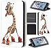 Price comparison product image Coverfix Premium Samsung Galaxy A5 (Model 2016) A510 Protective Faux Leather Flip Case Mobile Phone Cover 636 Giraffe mit Rollschuhen lustig Rot Braun