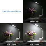 HIHIGOU Bunte Dimmbare Schreibtischlampe LED Tischlampe 3 Helligkeitsstufen (Lesen, Lern, Entspannung ) Flexibles Arm Touchfeldbedienung menit USB-Anschluss modern tischleuchte LED (weiß) - 7