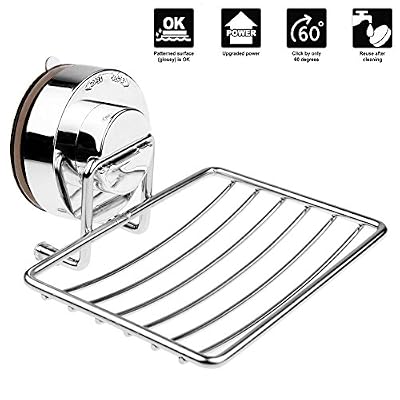 Annstory Porte-savon en acier inoxydable avec Chromé ventouse Support de douche Caddy de distributeur de savon Super-Lock, pour salle de bains et cui (Porte-savons)