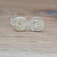 Sehr kleine Mini Ohrstecker mit handgebogener Spirale mit 0,7 oder 1,0 cm Durchmesser / Zweit Stecker / für Damen, Männer oder Kinder / Echt Silber / Design und Handarbeit von Silber & Stein