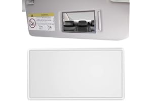 SEMINISMAR Miroir de Maquillage de Voiture,Miroir Pare Soleil Voiture,Miroir de Courtoisie de Pare-Soleil,Miroir Pare-Soleil en Acier Inoxydable,Miroir Maquillage (Blanc-150 * 80mm)