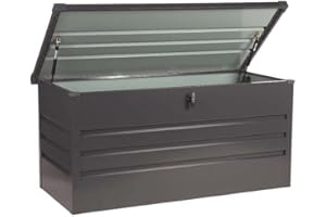 Home Deluxe - Metallaufbewahrungsbox - MEGABOX XXL, Anthrazit - 600 L Fassungsvermögen, Maße: 158 x 64 x 62 cm, verzinktes Stahlblech, wasserdicht I Aufbewahrungsbox mit Deckel Gartenbox Auflagenbox