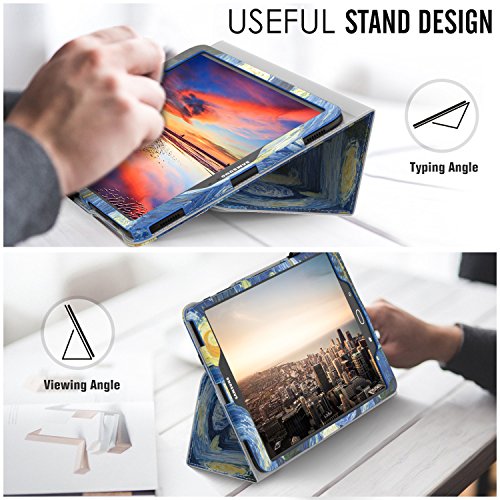 MoKo Samsung Galaxy Tab S3 9.7 Hülle – PU Leder Ständer Schutzhülle Smart Case Cover mit Stift-Schleife / Standfunktion und Auto Sleep / Wake Up Funktion für Samsung Galaxy Tab S3 9.7 Zoll (2017) SM-T820 / T825 Tablet, Sterne Nacht - 4