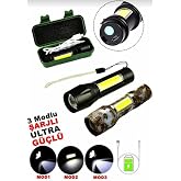 EL FENERİ Usb Charge Ibc-11 (2In1=3W+1W) Usb Şarjlı Ledli Polis El Feneri (Plastik Kutulu)